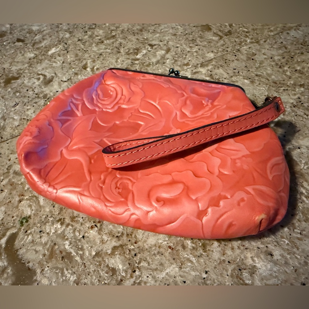 Patricia Nash Savena Floral Embossed Wristlet in Coral